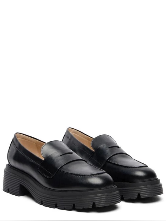 Stuart Weitzman Hudson Lite Black Leather Loafers